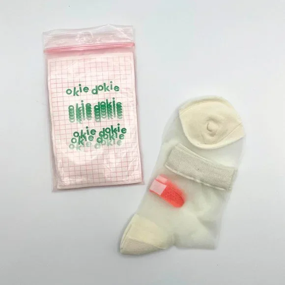 NWT Okie Dokie Sheer Socks with Bandage on Heel - Womens Trendy Mesh Socks - Picture 1 of 6